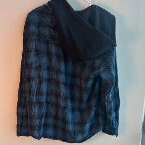 Fashion Nova Blue and Black Plaid Shirt Jacket